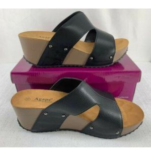 AGAPE COLLECTION Women's Black Pine Slide Sandals